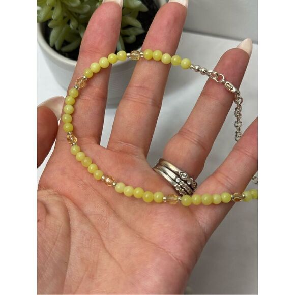 Yellow Jasper Gemstone Beaded Stretch Bracelet and Anklet - Picture 3 of 6